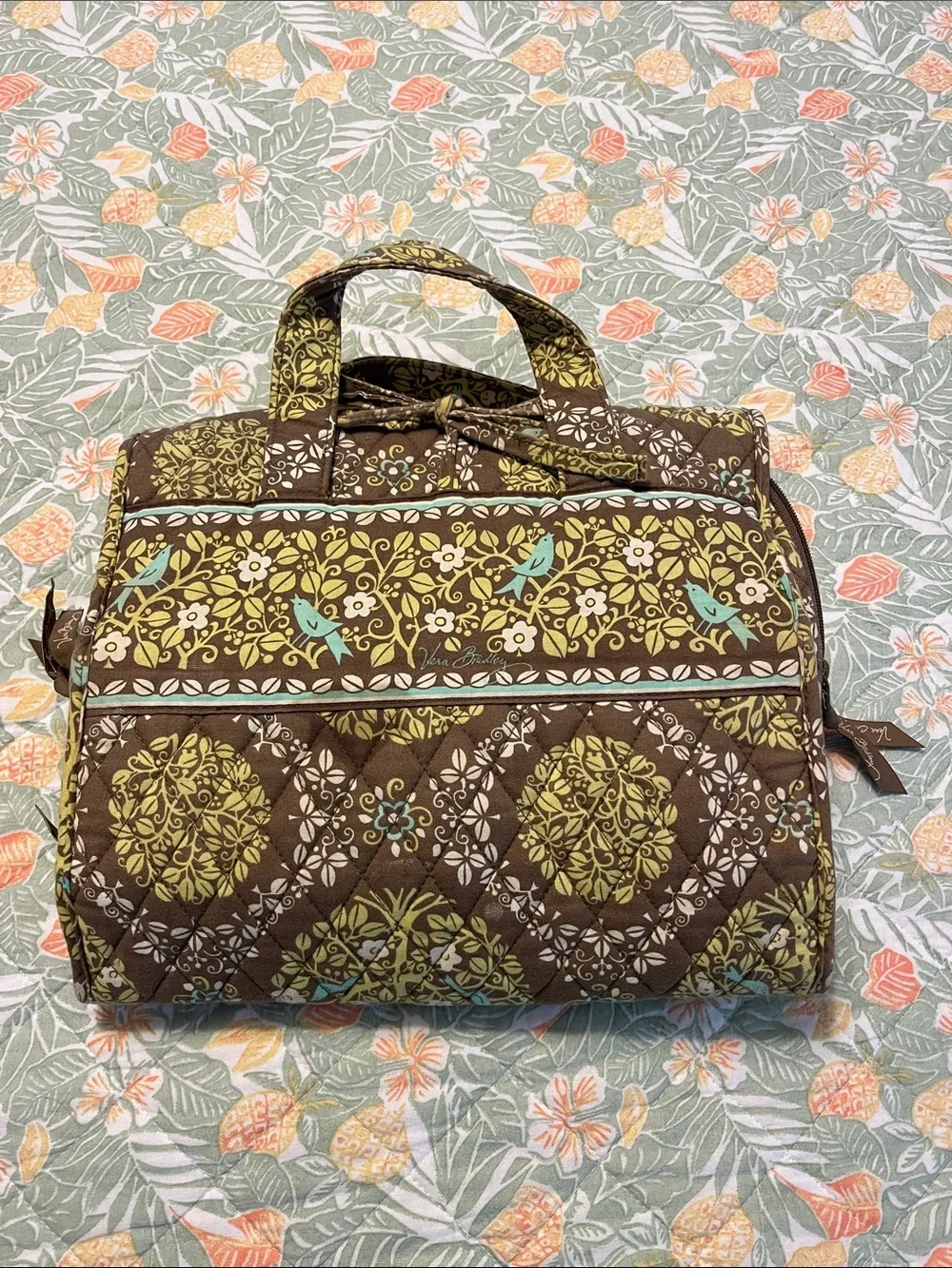 Vera Bradley hanging cosmetic bag turquoise birds